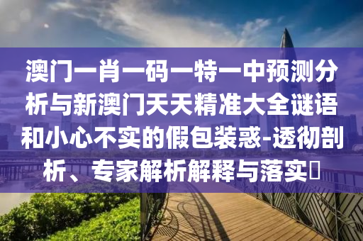 澳門一肖一碼一特一中預(yù)測分析與新澳門天天精準(zhǔn)大全謎語和小心不實的假包裝惑-透徹剖析、專家解析解釋與落實?