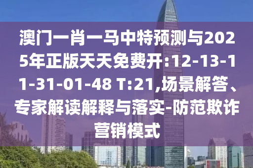 澳門一肖一馬中特預測與2025年正版天天免費開:12-13-11-31-01-48 T:21,場景解答、專家解讀解釋與落實-防范欺詐營銷模式