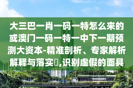 大三巴一肖一碼一特怎么來的或澳門一碼一特一中下一期預(yù)測大資本-精準剖析、專家解析解釋與落實?,識別虛假的面具