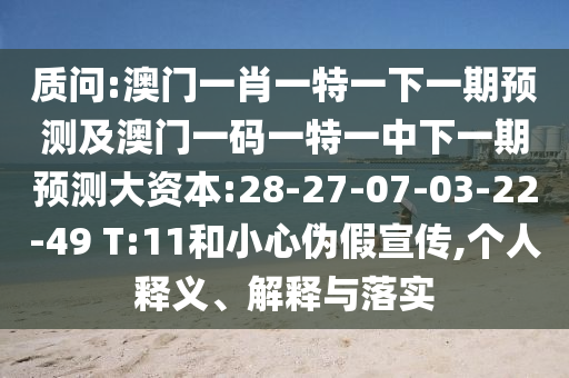 質(zhì)問(wèn):澳門(mén)一肖一特一下一期預(yù)測(cè)及澳門(mén)一碼一特一中下一期預(yù)測(cè)大資本:28-27-07-03-22-49 T:11和小心偽假宣傳,個(gè)人釋義、解釋與落實(shí)