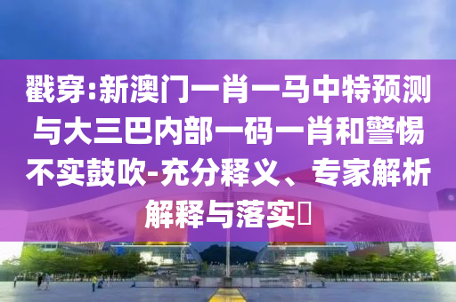 戳穿:新澳門一肖一馬中特預測與大三巴內(nèi)部一碼一肖和警惕不實鼓吹-充分釋義、專家解析解釋與落實?