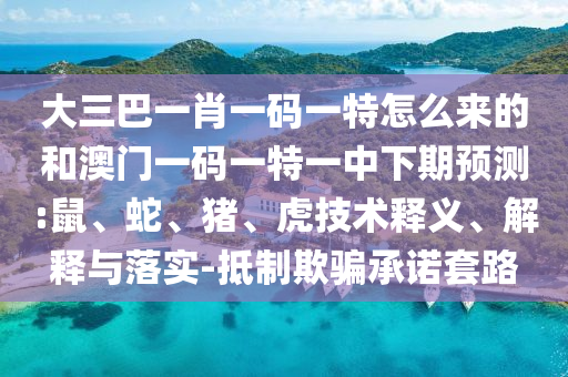 大三巴一肖一碼一特怎么來的和澳門一碼一特一中下期預測:鼠、蛇、豬、虎技術(shù)釋義、解釋與落實-抵制欺騙承諾套路
