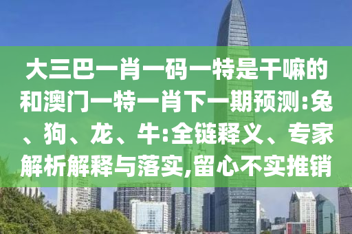 大三巴一肖一碼一特是干嘛的和澳門一特一肖下一期預(yù)測:兔、狗、龍、牛:全鏈釋義、專家解析解釋與落實(shí),留心不實(shí)推銷