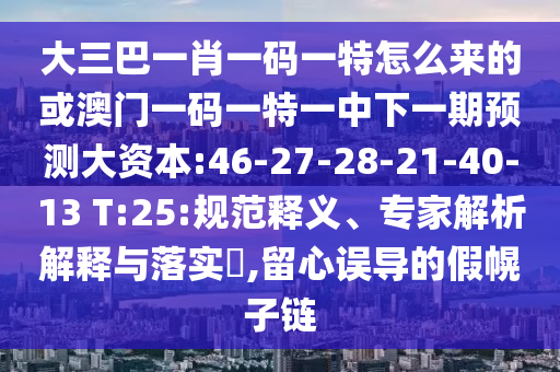 大三巴一肖一碼一特怎么來(lái)的或澳門一碼一特一中下一期預(yù)測(cè)大資本:46-27-28-21-40-13 T:25:規(guī)范釋義、專家解析解釋與落實(shí)?,留心誤導(dǎo)的假幌子鏈