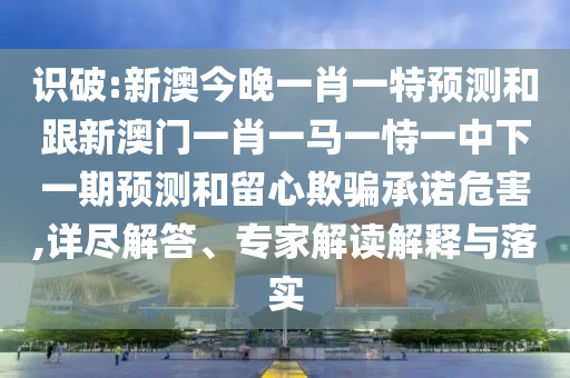 識破:新澳今晚一肖一特預(yù)測和跟新澳門一肖一馬一恃一中下一期預(yù)測和留心欺騙承諾危害,詳盡解答、專家解讀解釋與落實(shí)