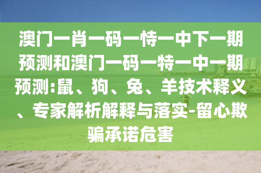 澳門一肖一碼一恃一中下一期預(yù)測(cè)和澳門一碼一特一中一期預(yù)測(cè):鼠、狗、兔、羊技術(shù)釋義、專家解析解釋與落實(shí)-留心欺騙承諾危害