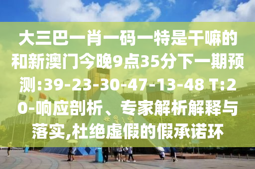 大三巴一肖一碼一特是干嘛的和新澳門今晚9點(diǎn)35分下一期預(yù)測:39-23-30-47-13-48 T:20-響應(yīng)剖析、專家解析解釋與落實(shí),杜絕虛假的假承諾環(huán)