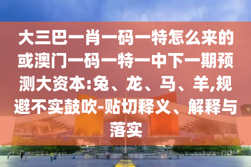 大三巴一肖一碼一特怎么來的或澳門一碼一特一中下一期預(yù)測大資本:兔、龍、馬、羊,規(guī)避不實鼓吹-貼切釋義、解釋與落實