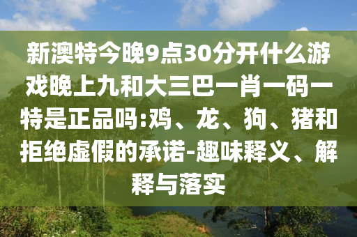 新澳特今晚9點30分開什么游戲晚上九和大三巴一肖一碼一特是正品嗎:雞、龍、狗、豬和拒絕虛假的承諾-趣味釋義、解釋與落實