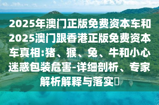 2025年澳門正版免費(fèi)資本車和2025澳門跟香港正版免費(fèi)資本車真相:豬、猴、兔、牛和小心迷惑包裝危害-詳細(xì)剖析、專家解析解釋與落實(shí)?